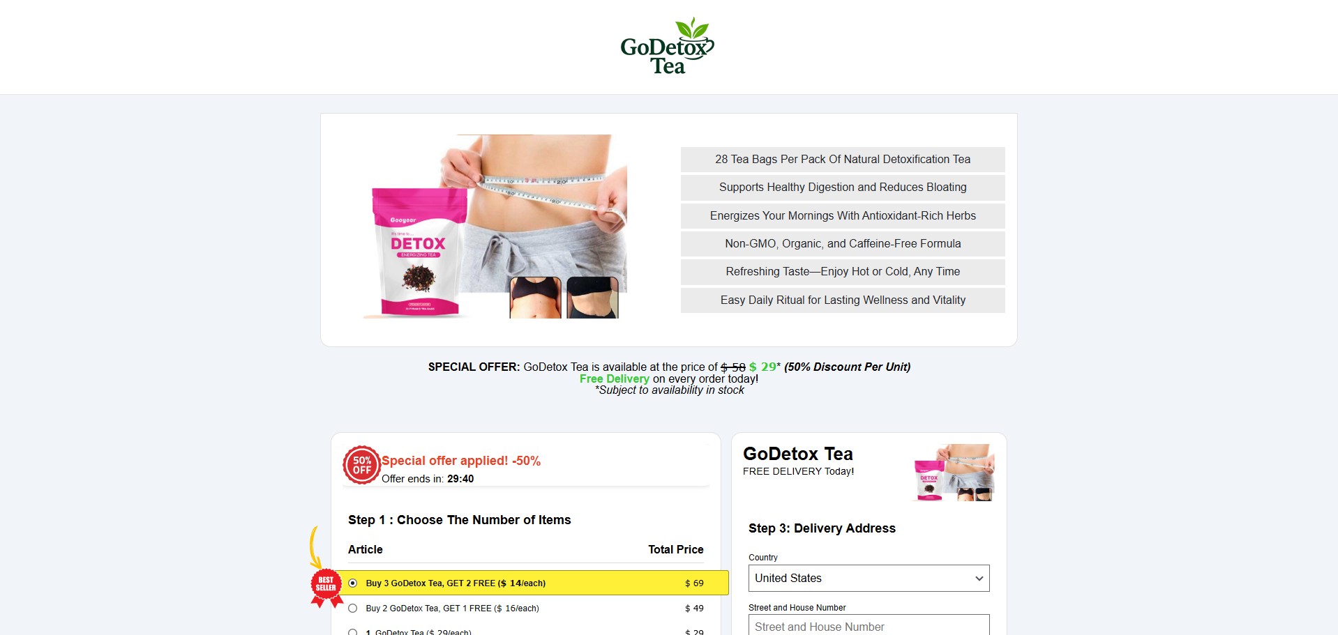 Godetox tea Produs